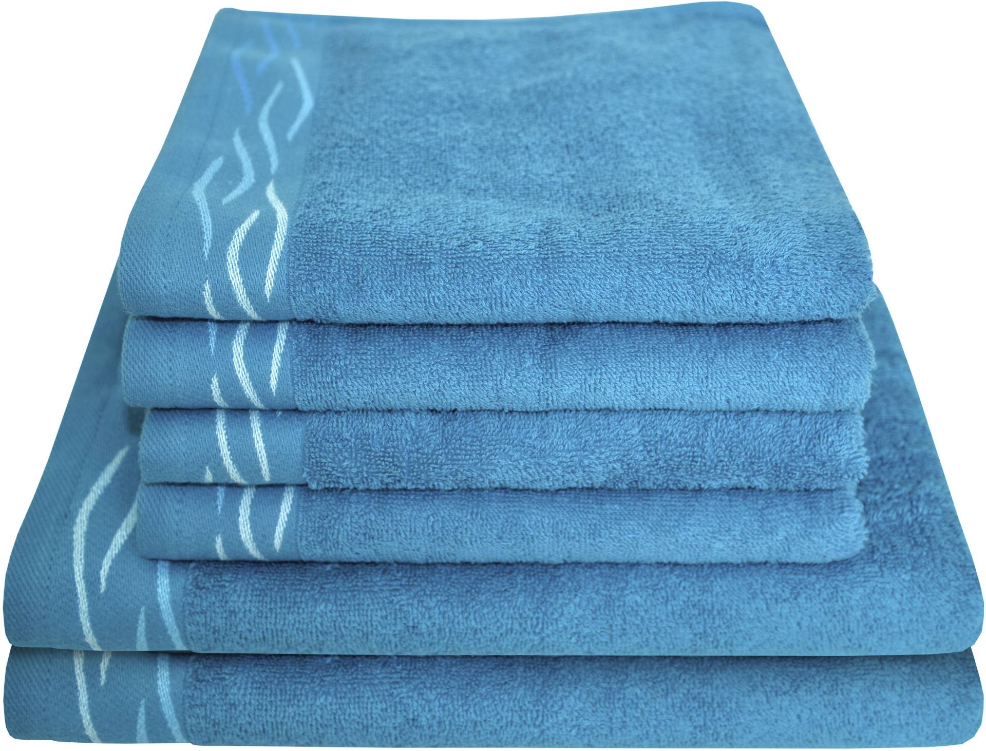 Dyckhoff Handtuch Set "Wave" Set 6 Stk. Frottier mit Jacquard-Bordüre;4 Handtücher (50x100cm), 2 Duschtücher (70x140cm) von dyckhoff