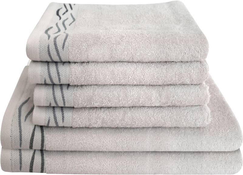 Dyckhoff Handtuch Set "Wave" Set 6 Stk. Frottier mit Jacquard-Bordüre;4 Handtücher (50x100cm), 2 Duschtücher (70x140cm) von dyckhoff