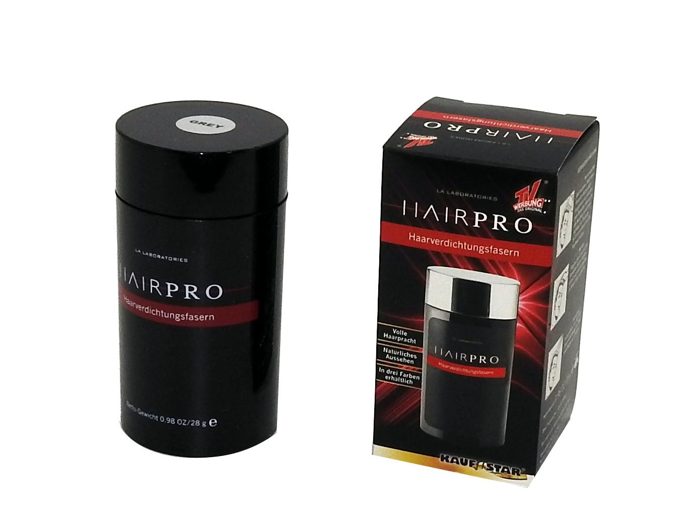 dynamic24 Haarpuder LALABS Hairpro, Schütthaar Haarverdichter Streuhaare Pulver Haarfasern GRAU 28g von dynamic24
