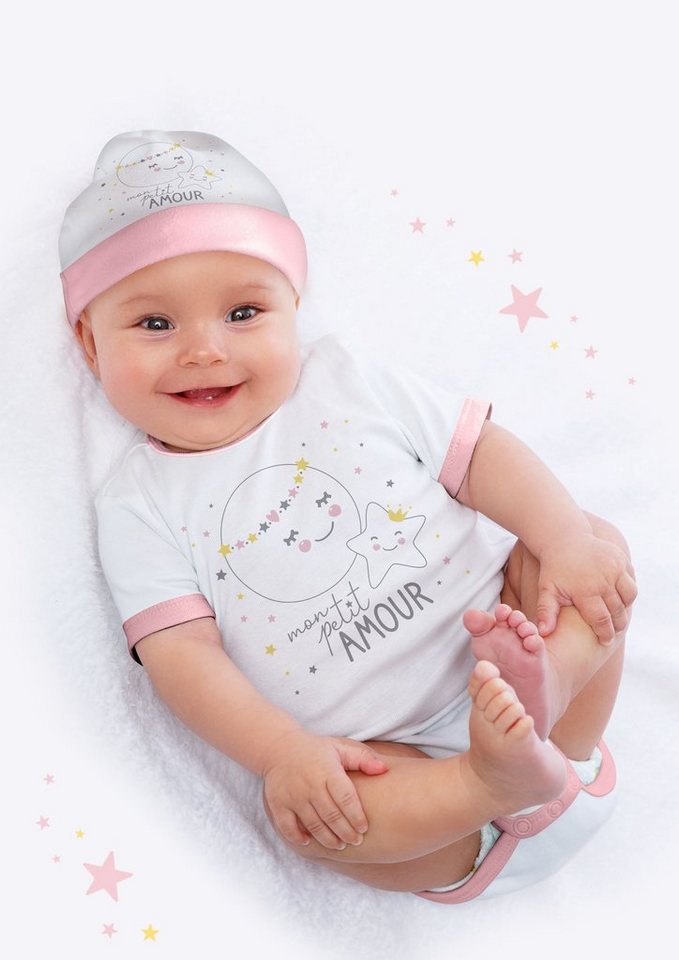 dynamic24 Neugeborenen-Geschenkset Baby Set 3 tlg. Sterne Erstlingsset Erstausstattung Geschenk Outfit von dynamic24