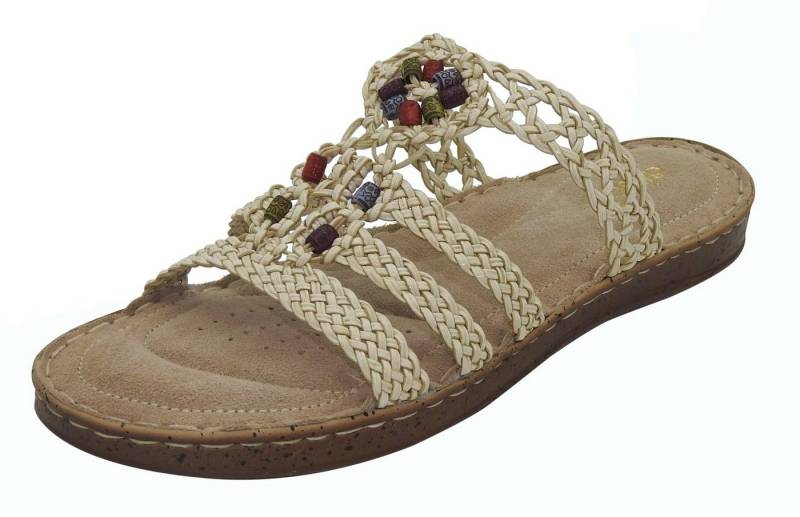 dynamic24 Pantolette Damen airsoft Sandale gepolstert Sandalette Sommer Schuhe Ledersohle von dynamic24