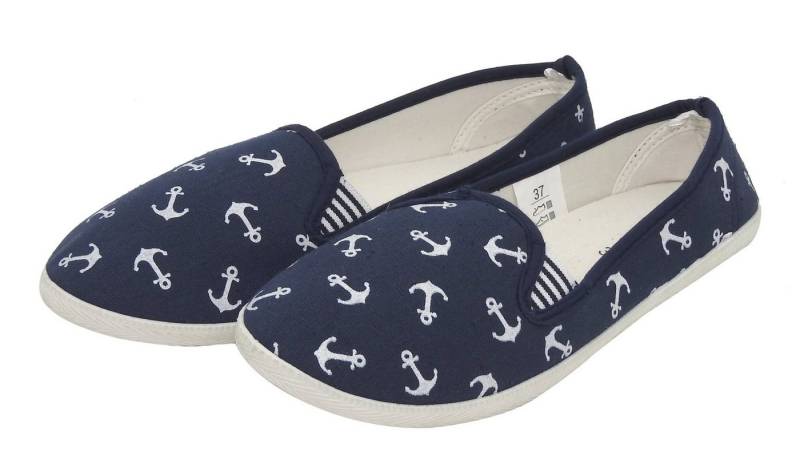 dynamic24 Slipper Damen Canvas Sneaker Slip On Schuhe Loafer Stoff Freizeitschuhe Flats von dynamic24