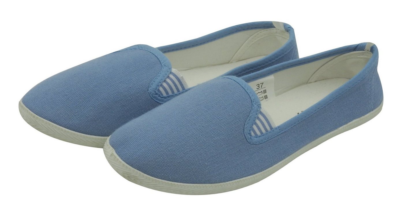 dynamic24 Slipper Damen Canvas Sneaker Slip On Schuhe Loafer Stoff Freizeitschuhe Flats von dynamic24