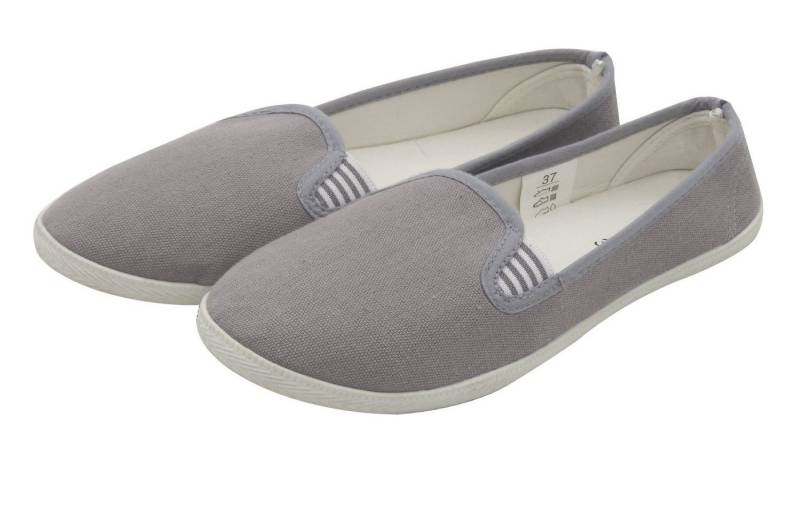 dynamic24 Slipper Damen Canvas Sneaker Slip On Schuhe Loafer Stoff Freizeitschuhe Flats von dynamic24