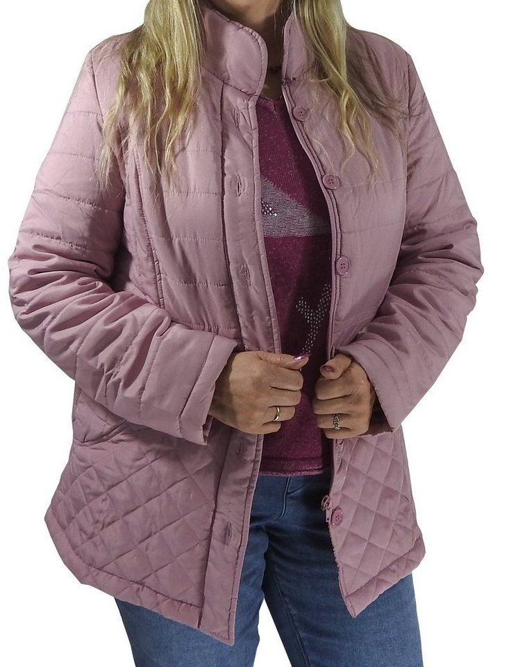 dynamic24 Steppjacke Damen Übergangsjacke Sommerjacke Frühling Sommer Jacke leicht Parka lang Damenjacke Frauen Steppmantel Übergang rosa von dynamic24