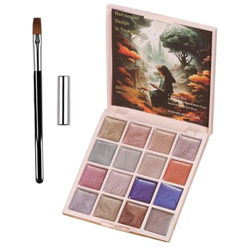 dzqad Fester Gel-Nagellack, fester Nagellack | Katzenaugen-Creme-Gel-Nagellack, 16 Farben | Magnetisches Gel-Malerei-Nägel-Kunst-Maniküre-Set, tragbar für Frauen und Mädchen, zu Hause und auf Reisen von dzqad