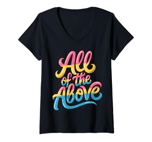 Damen Alle Oben genannten Pansexuell T-Shirt mit V-Ausschnitt von e LGBTQ Pride Rainbow