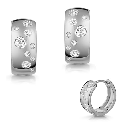 Creolen 925 Silber vergoldet massiv Zirkonia modern e-h Collection (Silber) von e-h collection