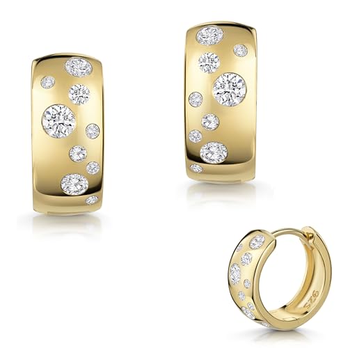 Creolen 925 Silber vergoldet massiv Zirkonia modern e-h Collection (Vergoldet) von e-h collection