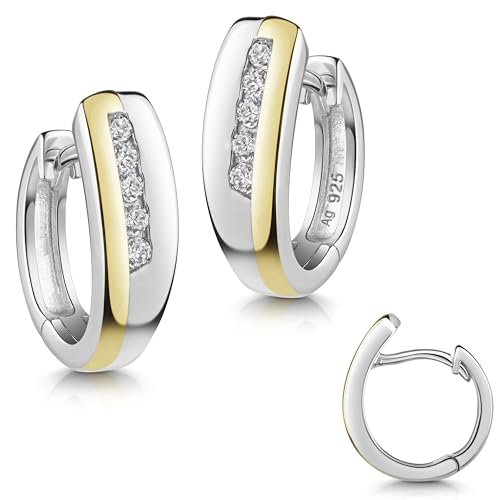 Creolen 925 Sterling Silber bicolor vergoldet Zirkonia Ohrringe Ohrstecker Damen Frauen e-h collection von e-h collection