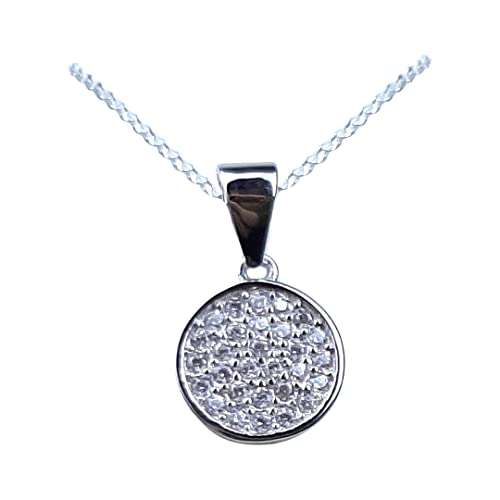 e-h collection Silberkette mit Anhänger Plättchen mit Zirkonia Anhänger mit Kette Sterling Silber 925 Damen Frauen Mädchen modern stabil rhodiniert von e-h collection