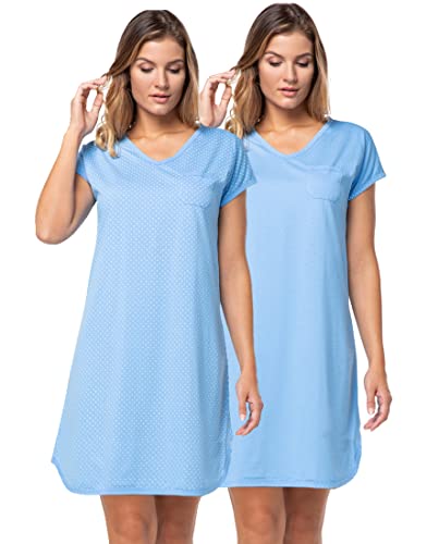 e.FEMME® 2Pack Damen Nachthemden Sandra 914 aus Baumwolle, Blau 44 von e.FEMME