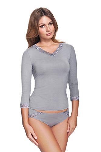 e.FEMME® Damen Hemdchen Lilka 820 aus Lenzing® Micromodal, mit Spitze, Silbergrau 42 von e.FEMME