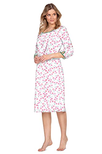 e.Femme® Damen Nachthemd 1022 aus 100% Baumwolle, Rosa Blumen 44 von e.Femme