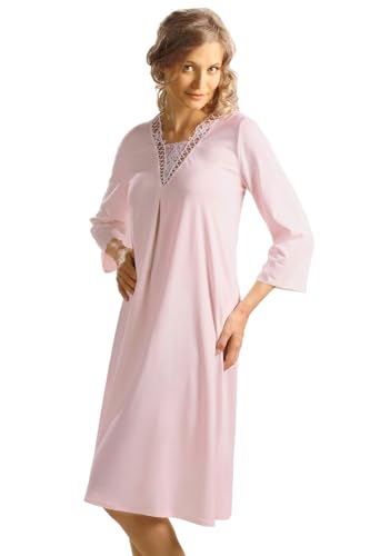 e.Femme® Damen Nachthemd 3/4 Arm LEDA aus 50% Baumwolle + 50% Lenzing Micromodal in der Farbe Rosa in Größe 44 von e.Femme