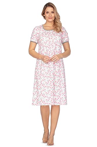 e.FEMME® Damen Nachthemd 804 aus Baumwolle (Rosa Blumen, 42) von e.FEMME