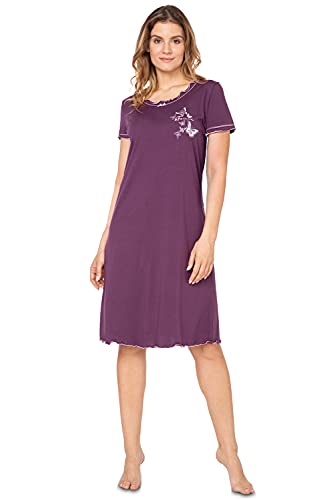 e.FEMME® Damen Nachthemd 807 aus 50% Baumwolle und 50% Modal (Aubergine, 50) von e.FEMME