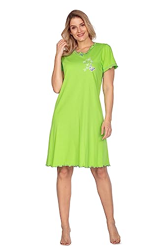e.Femme® Damen Nachthemd 807 aus 50% Baumwolle und 50% Modal (Grün, 44) von e.Femme