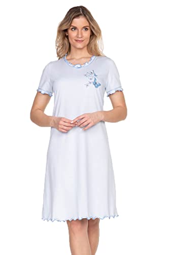 e.FEMME® Damen Nachthemd 807 aus Baumwolle und Modal, Hellblau, Gr. 46 von e.FEMME