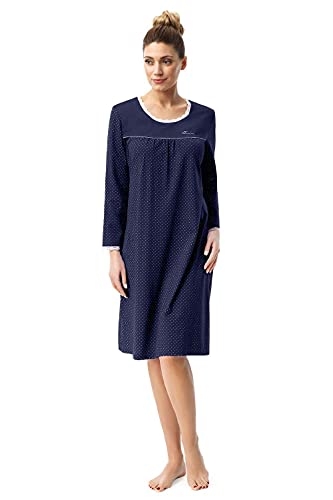 e.Femme® Damen Nachthemd Dolly 2308 aus 100% Baumwolle, Marine 40 von e.Femme