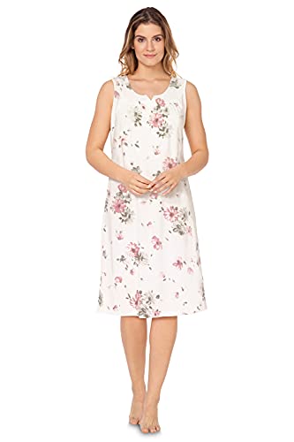e.Femme® Damen Nachthemd JANA 504 aus 100% Baumwolle (Weiß/Rosa, 48) von e.Femme