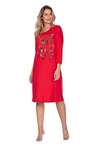 e.Femme® Damen Nachthemd Jenny 1113 aus 93% Baumwolle und 7% Elasthan, Rot, 38 von e.Femme