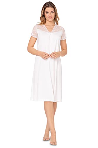 e.FEMME® Damen Nachthemd Lena II 859 aus Baumwolle und Lenzing® Modal, Ecru 44 von e.FEMME