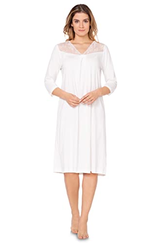 e.Femme® Damen Nachthemd Lena II 860 aus Baumwolle und Lenzing® Modal, Ecru 46 von e.Femme