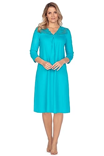 e.Femme® Damen Nachthemd Lena II 860 aus Baumwolle und Lenzing® Modal (Türkis, 38) von e.Femme