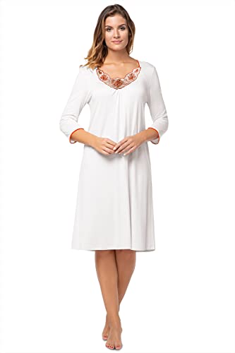 e.Femme® Damen Nachthemd Lydia 752 aus 50% Baumwolle und 50% Modal (Ecru, 38) von e.Femme