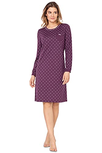 e.Femme® Damen Nachthemd Marion 850 aus 50% Baumwolle und 50% Modal, Aubergine 38 von e.Femme