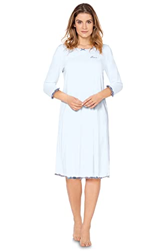 e.FEMME® Damen Nachthemd Marion 944 aus 50% Baumwolle und 50% Modal (Blau/Druck, 46) von e.FEMME