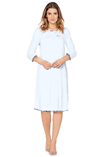 e.FEMME® Damen Nachthemd Marion 944 aus 50% Baumwolle und 50% Modal (Blau/Druck, 48) von e.FEMME