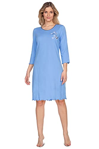 e.Femme® Damen Nachthemd Nelly II 1009 aus 50% Baumwolle und 50% Modal, Blau 48 von e.Femme