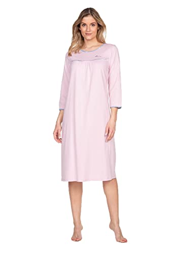 e.Femme® Damen Nachthemd Nicole II 1018 mit 3/4 Arm, aus 50% Baumwolle und 50% Modal, Altrosa 50 von e.Femme