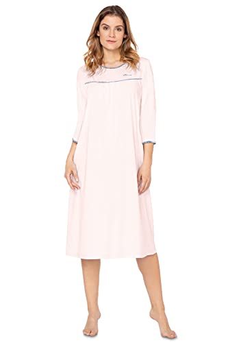 e.Femme® Damen Nachthemd Nicole II 1018 mit 3/4 Arm, aus 50% Baumwolle und 50% Modal, Lachs 44 von e.Femme