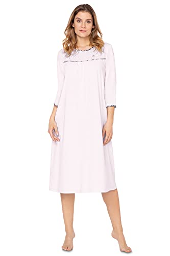 e.Femme® Damen Nachthemd Nicole II 1018 mit 3/4 Arm, aus 50% Baumwolle und 50% Modal, Rosa 50 von e.Femme