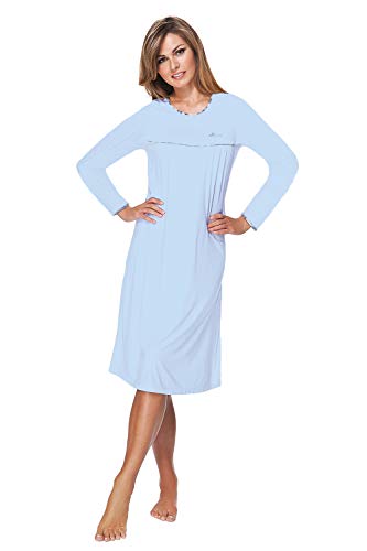 e.FEMME® Damen Nachthemd Nicole II 869 aus 50% Baumwolle und 50% Modal (Blau, 52) von e.FEMME