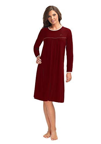 e.FEMME® Damen Nachthemd Nicole II 869 aus Baumwolle/Modal, Bordeaux 48 von e.FEMME