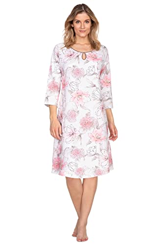 e.FEMME® Damen Nachthemd Olivia 1046 aus 100% Baumwolle, rosa Hortensien 36 von e.FEMME