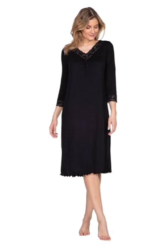 e.Femme® Damen Nachtkleid Teresa aus Viskose, Schwarz 42 von e.Femme