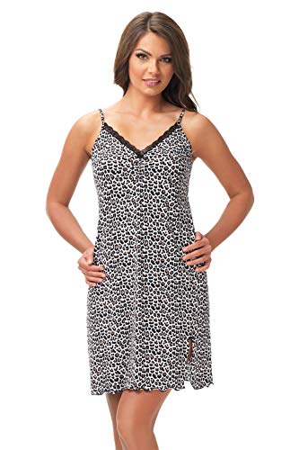 e.Femme® Damen Negligee LEA 23 aus Viskose in Leopard Druck (44) von e.Femme