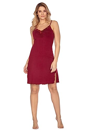 e.FEMME® Damen Negligee Nachthemd Kaja 318 aus Modal, mit Spitze, Bordeaux 44 von e.FEMME