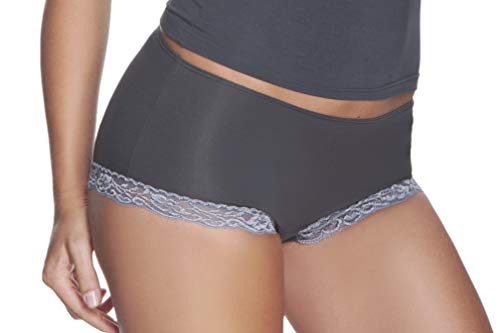 e.FEMME® Damen Panty Lilka 650 mit Spitzeneinsatz, aus Lenzing® Micromodal, Anthrazit 42 von e.FEMME