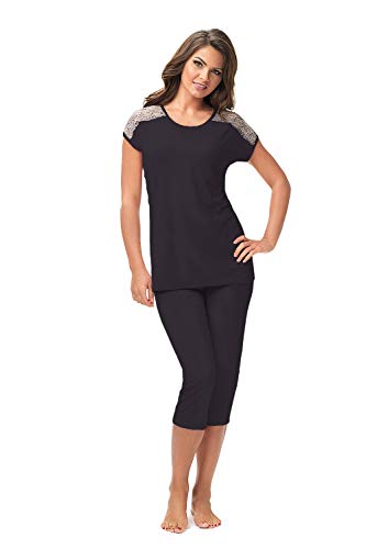 e.FEMME® Damen Pyjama Amelia 451 aus Viskose, Anthrazit 44 von e.FEMME