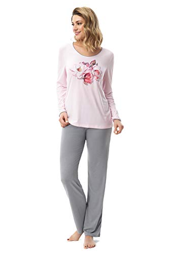 e.FEMME® Damen Pyjama Anabel 635 aus Viskose- Rose/Grau- 36 von e.FEMME