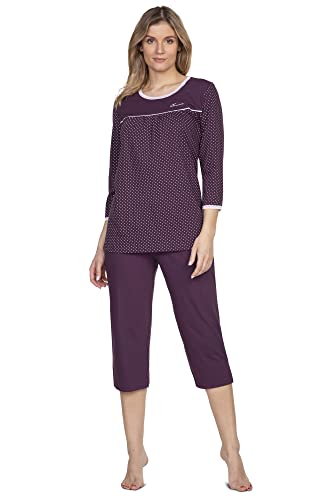 e.Femme® Damen Pyjama Dolly 2306 aus 100% Baumwolle, Aubergine 38 von e.Femme