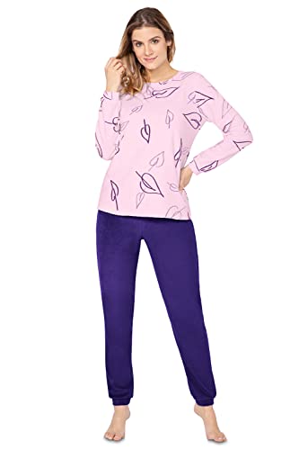 e.FEMME® Damen Pyjama Hausanzug Kamila 2217 aus Frottee 80% Baumwolle, 20% Polyester (Rosa/Lila, 46) von e.FEMME