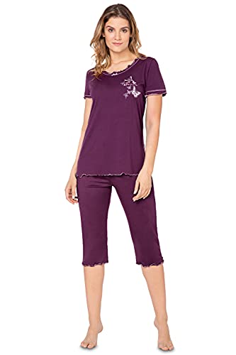 e.FEMME® Damen Schlafanzug Celina 806 aus Baumwolle und Modal (Aubergine, 40) von e.FEMME