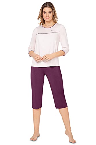 e.Femme® Damen Schlafanzug Nicole II 870 aus Baumwolle/Modal (Rosa/Aubergine, 48) von e.Femme